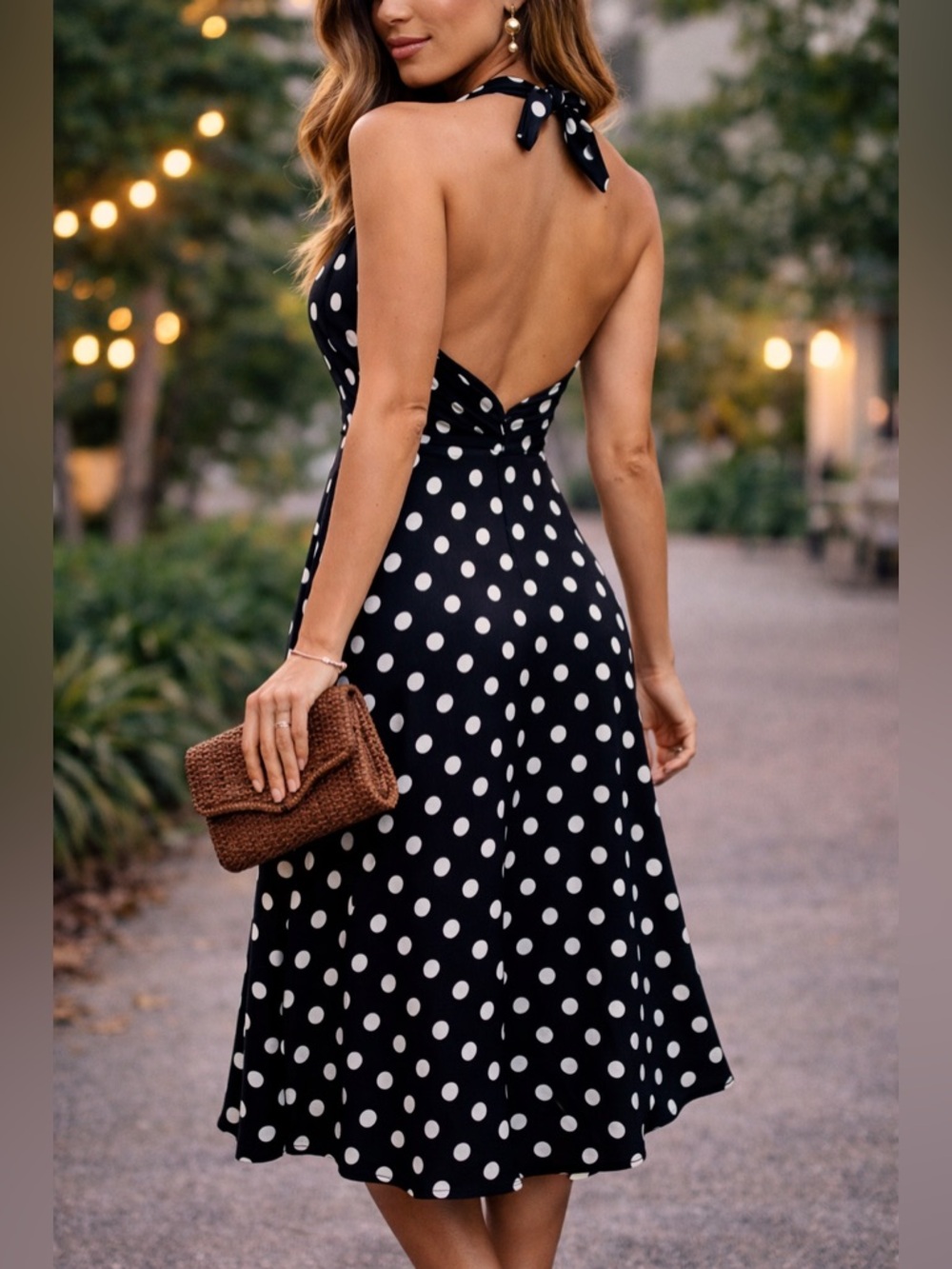 Jones New York Polka Dot Halter Midi Dress | Size 8